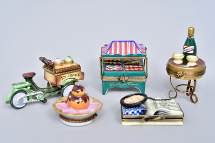 Five Limoges Porcelain Trinket Boxes