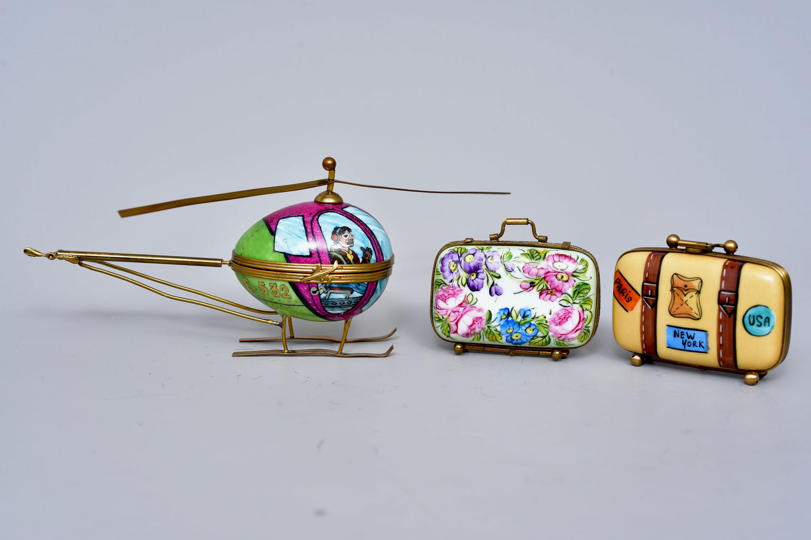 Three Limoges Porcelain Trinket Boxes (1 of 9)