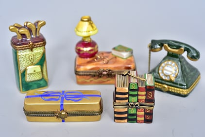 Five Limoges Porcelain Trinket Boxes