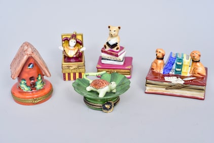 Five Limoges Porcelain Trinket Boxes