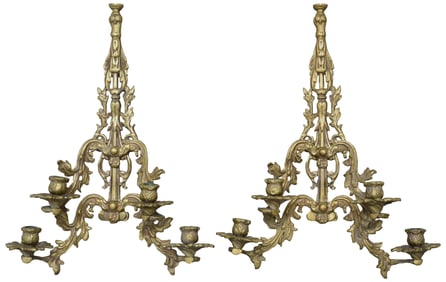 Pair of Gilt Brass Wall Candle Sconces