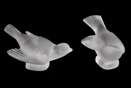 Lalique Crystal Sparrow Figurines