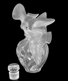 Large French Lalique L'air Du Temps "Two Doves" Perfume Bottle