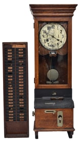 Interboro Time Clock Co. NYC Time Clock and Card Slot Holder
