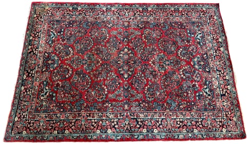 Hand Knotted Persian Sarouk Area Rug (8’7” x 6’)