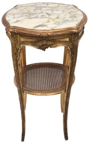 French Louis XVI Style Gilt and Gesso Marble Top Side