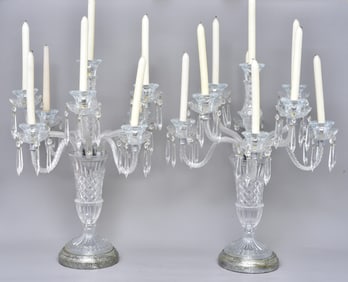 Pair of Nine Arm Crystal Candelabras