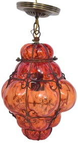 Venetian Seguso Murano Bubble Glass Cage Pendant Light