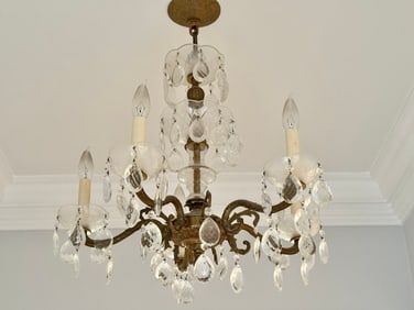 Five Arm Bronze Crystal Chandelier