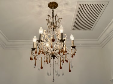 Six Arm Crystal Amber Teardrop Chandelier (2 of 2)