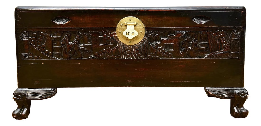 Chinese Export Camphor Chest with Carved Panels (1 of 17)