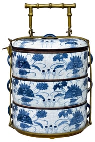 Chinese Porcelain Three-Tiered Tiffin Carrier