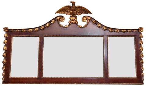 American Federal Tri-Panel Overmantel Mirror