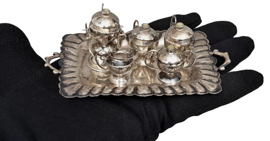 Miniature Sterling Silver Tea Set with Tray