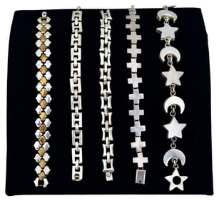 Five Sterling Silver Bracelets