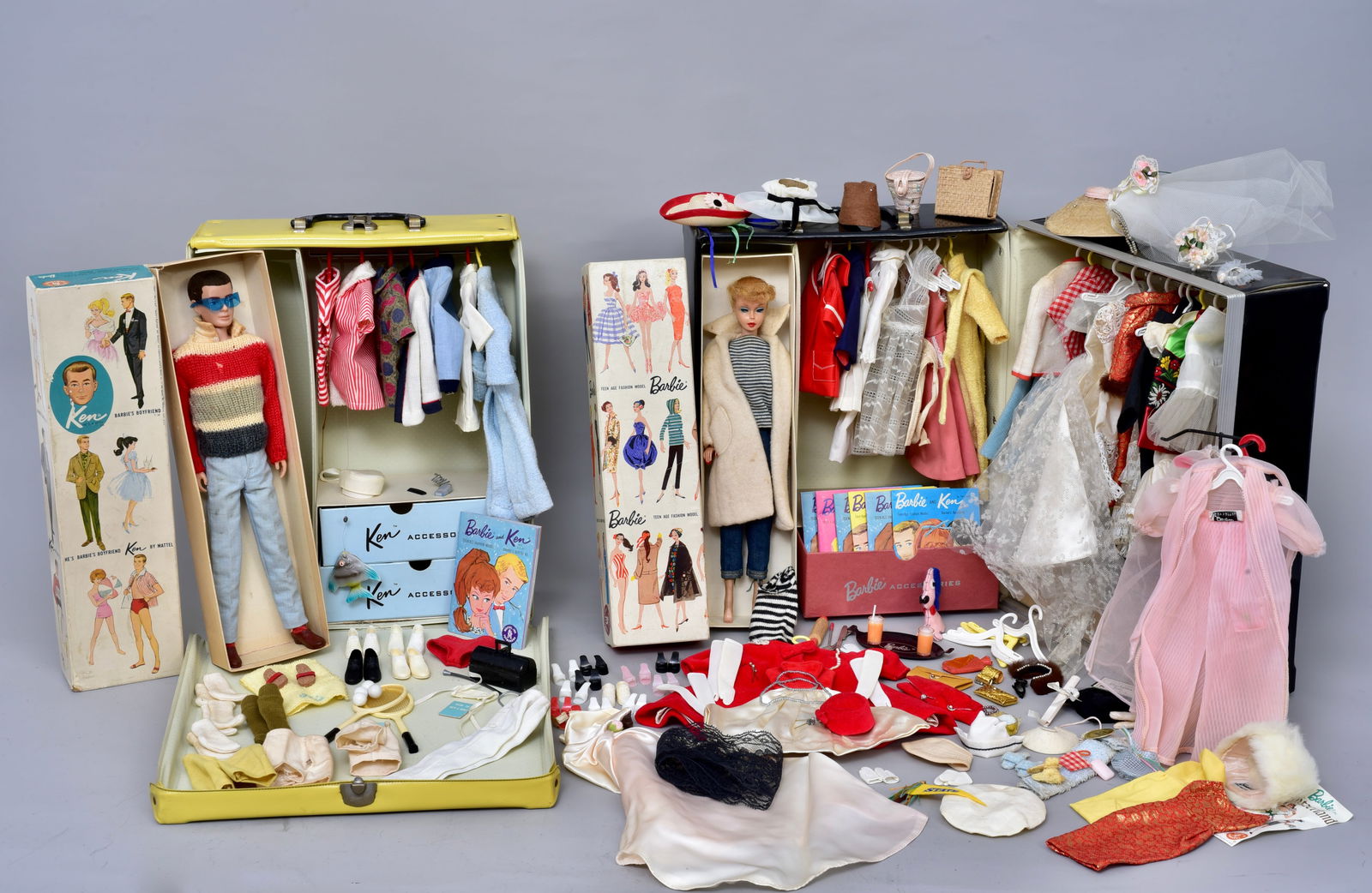 Mattel, Vintage Barbie And Ken Collection With Accessories And
