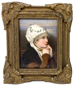 In The Manner of KPM After Kaulbach German Painted Porcelain Plaque 'Im Gebet' (In Prayer)