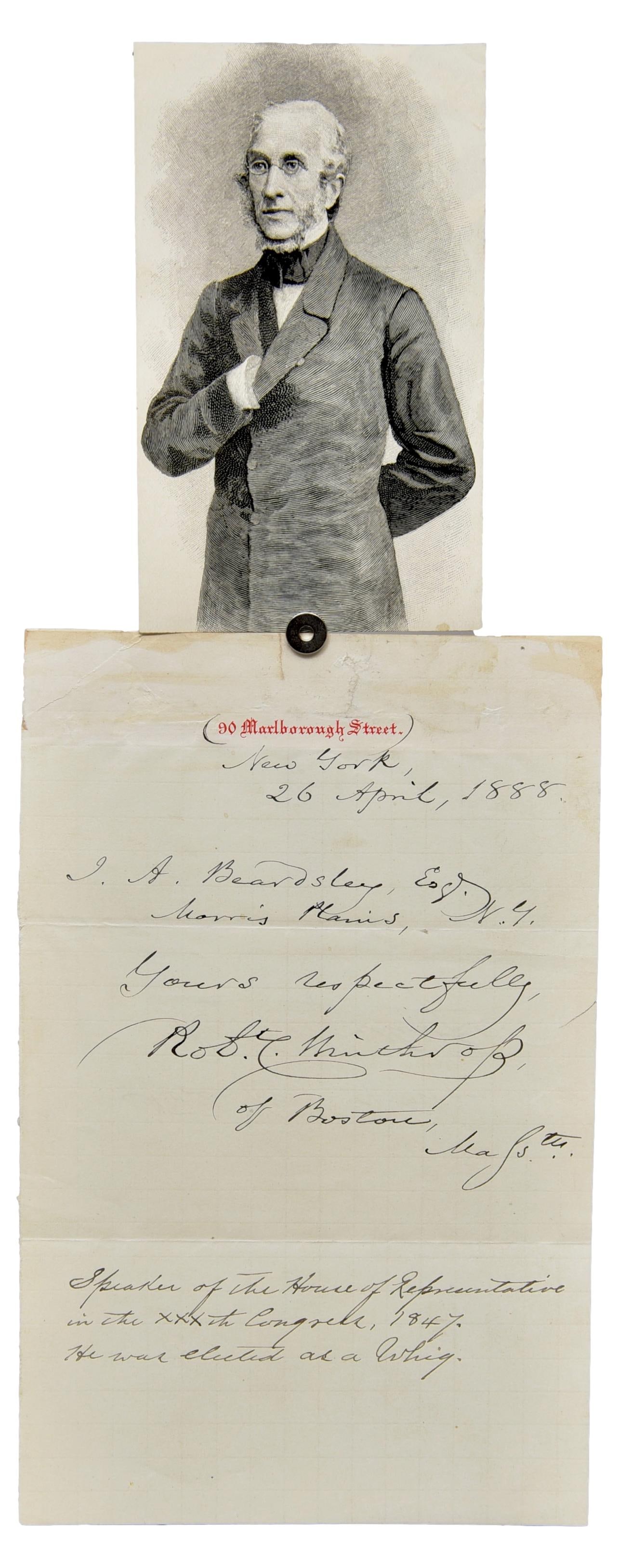 Robert Winthrop Congress 1850 Signed Letter (1 of 6)