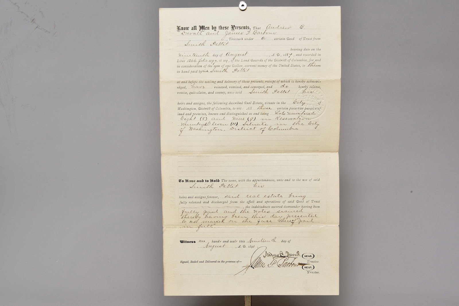 Bruce Blanche Signed Deed Dated 1890 - 2