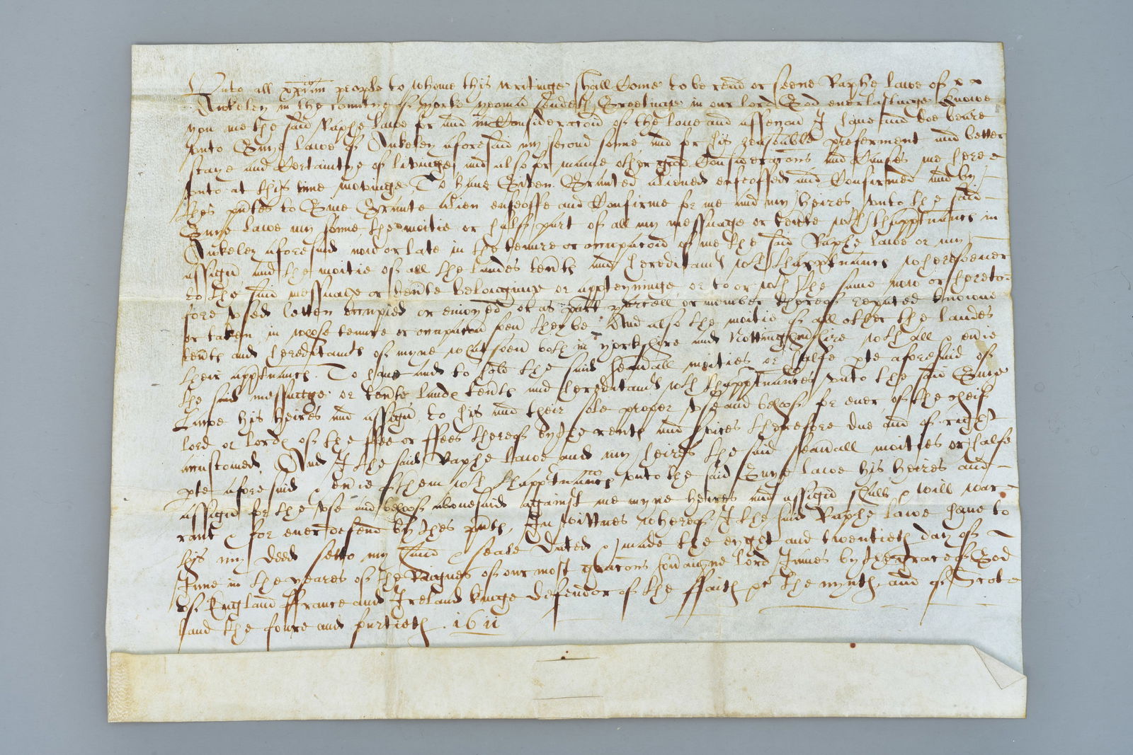 1612 King James I English Land Indenture, Stuart Era Devon Manuscript (1 of 5)