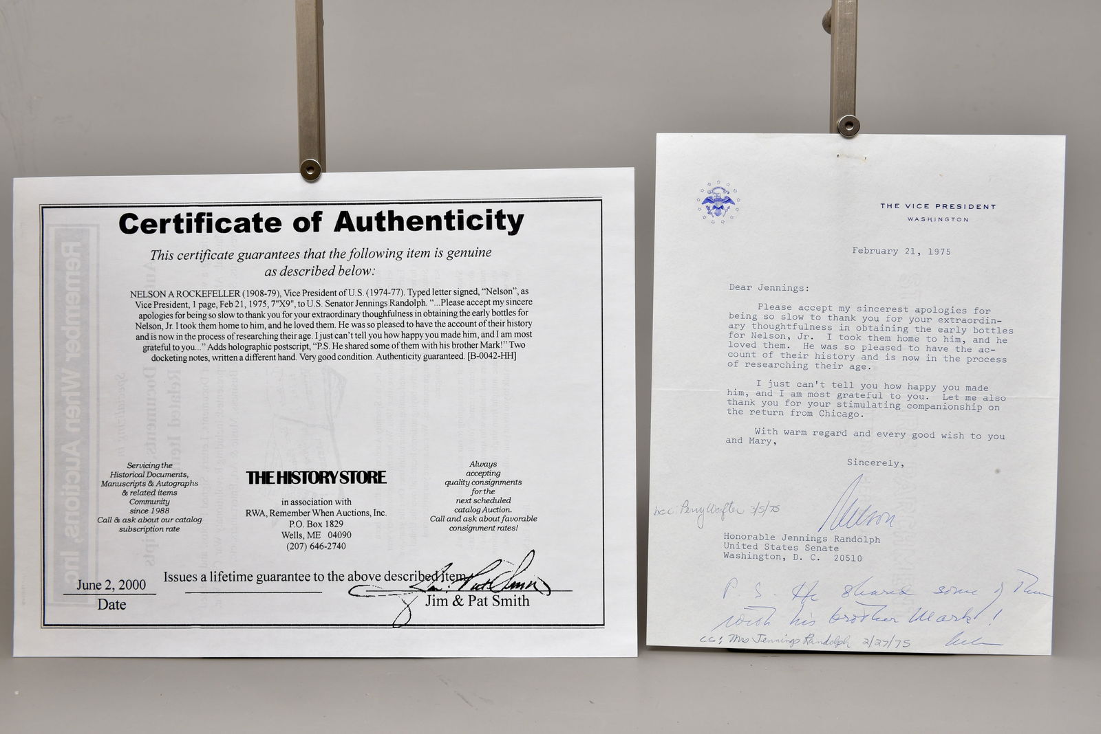 1975 Signed Nelson Rockefeller Letter (1 of 4)