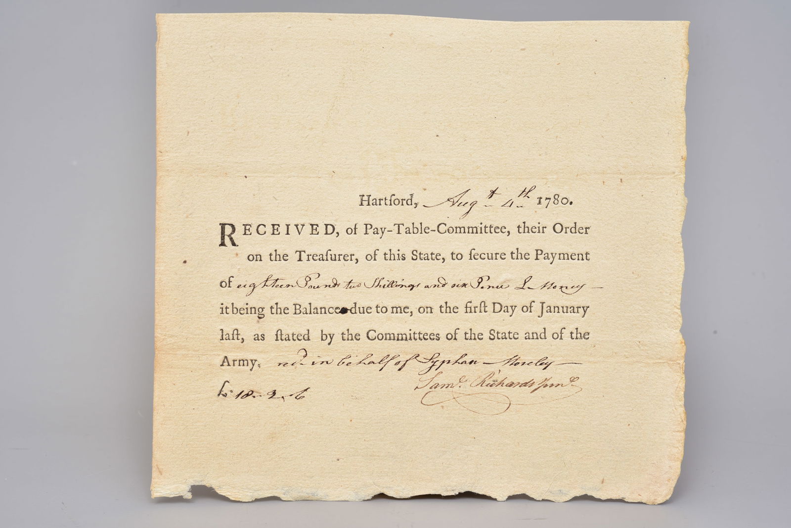 1780 Revolutionary War Army Document (1 of 4)