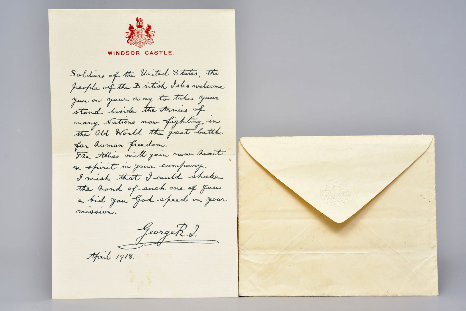King George V World War I Royal Message 1918 Windsor Castle (1 of 5)