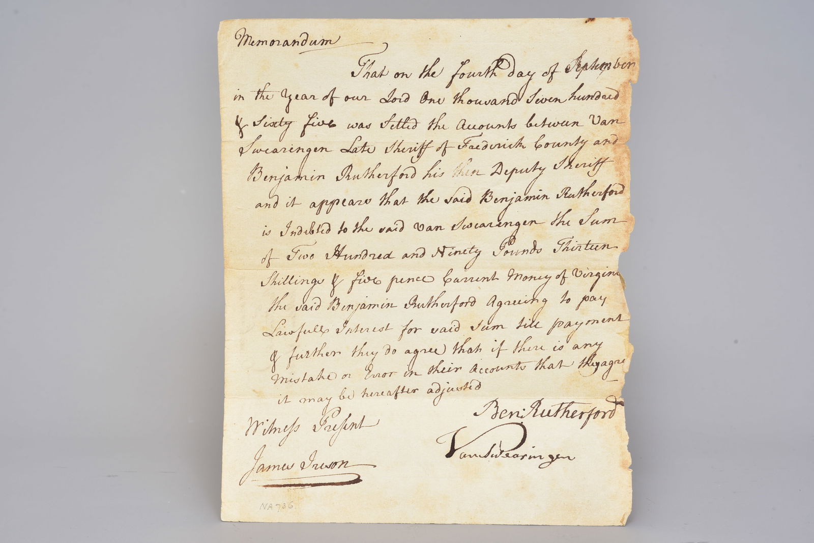 1765 Colonial America Maryland Lawsuit Document (1 of 7)