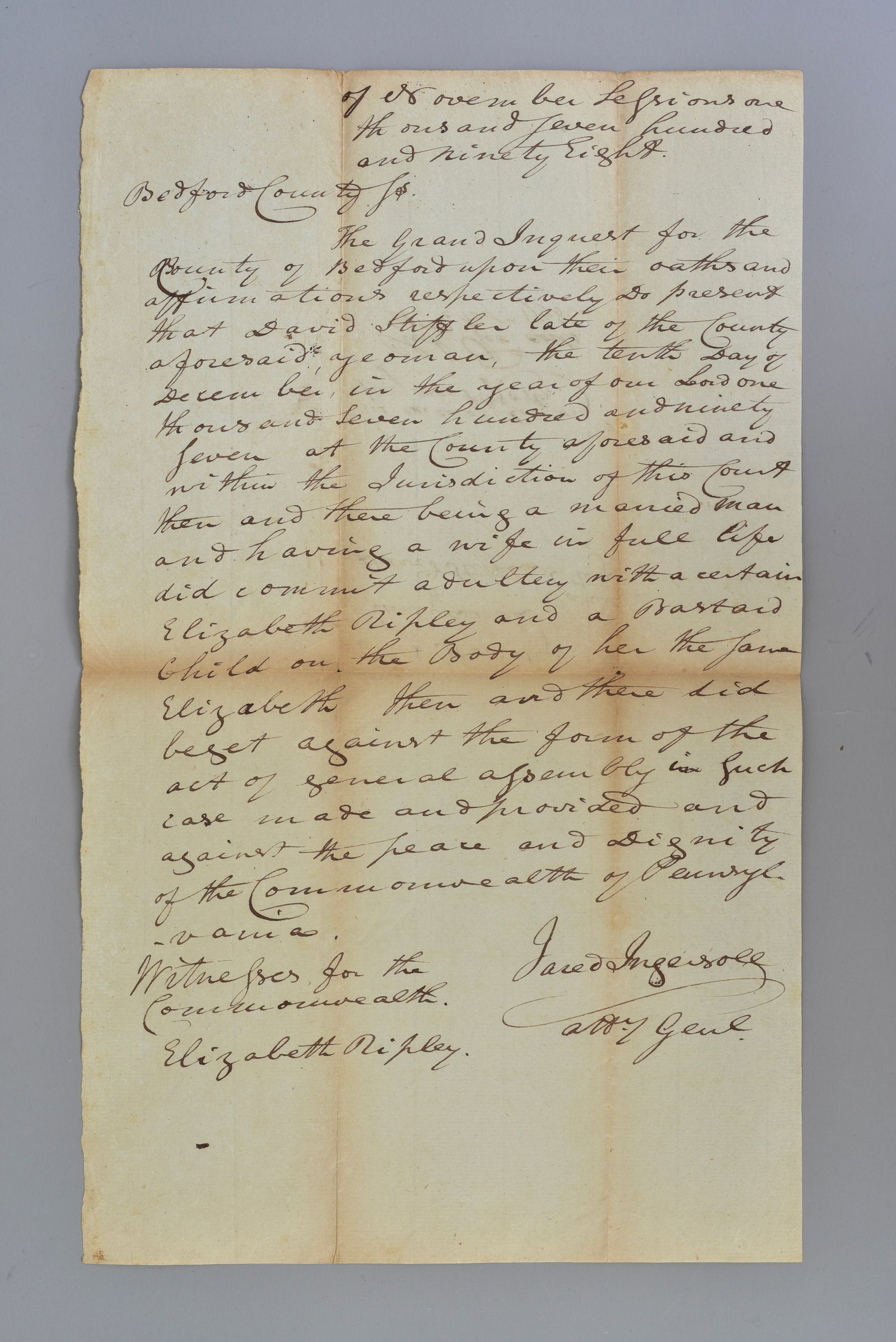 1798 Jared Ingersoll, Constitution Signer Document (1 of 6)