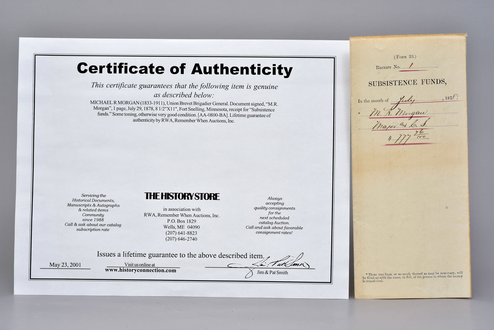 1878 Civil War Michael Morgan, Union General Signed Document (1 of 7)