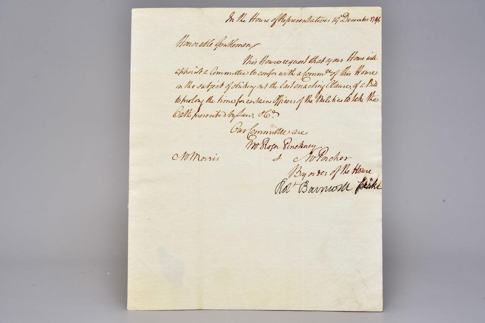 1796 Robert Barnwell Speaker of the House Signed Document (1 of 6)