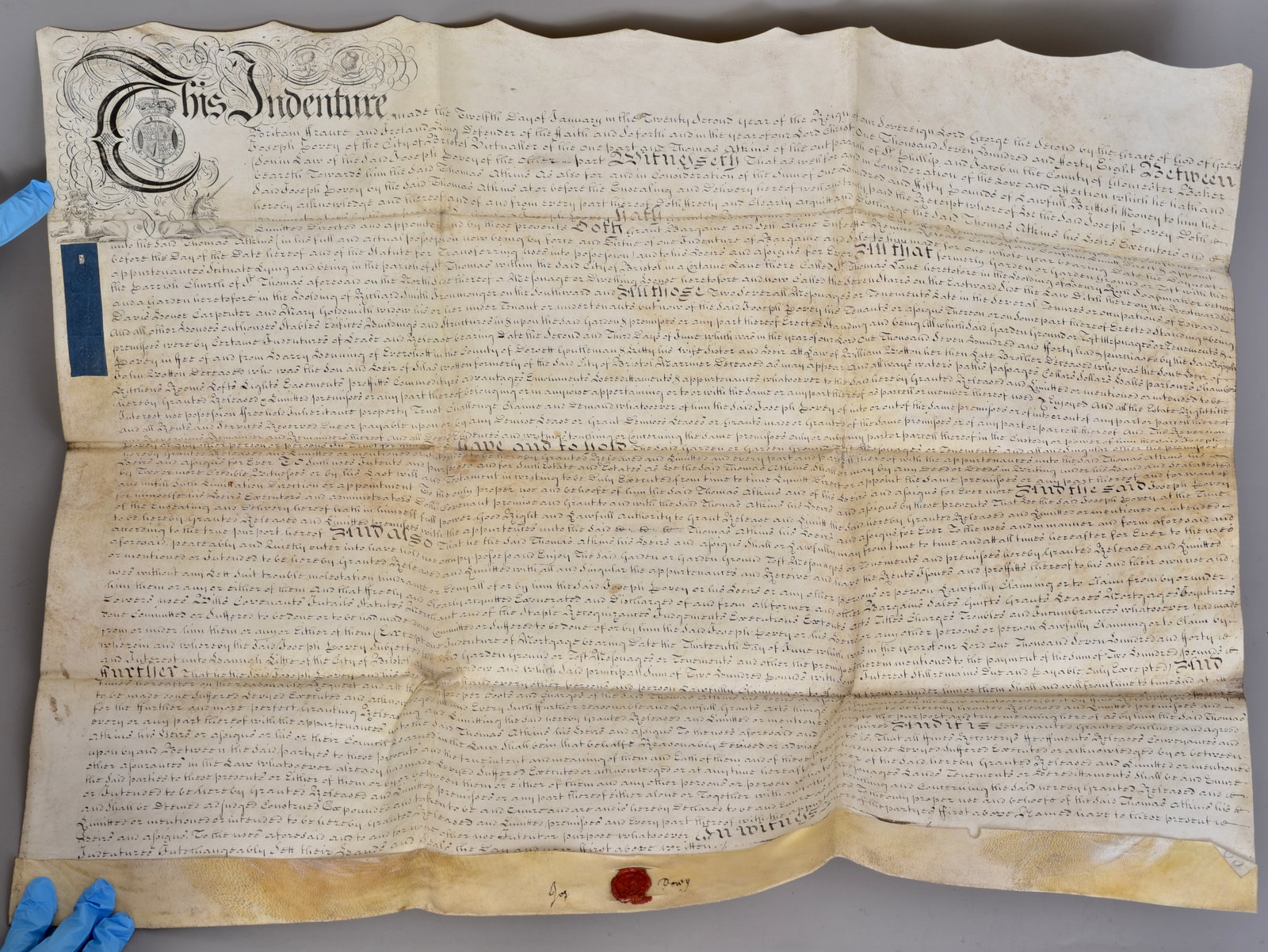 1746 Georgian English Vellum Indenture with Embossed Revenue Stamp and Wax Seal (1 of 19)