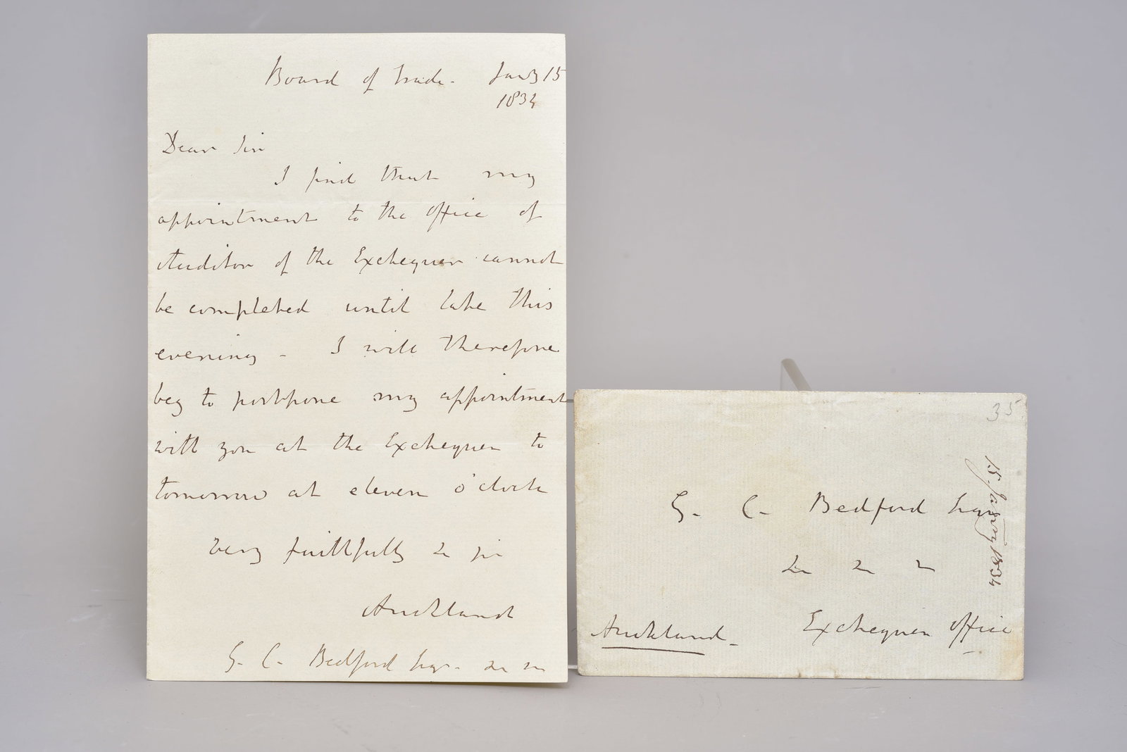 1834 George Eden 1st Earl of Auckland Signed Letter (1 of 5)