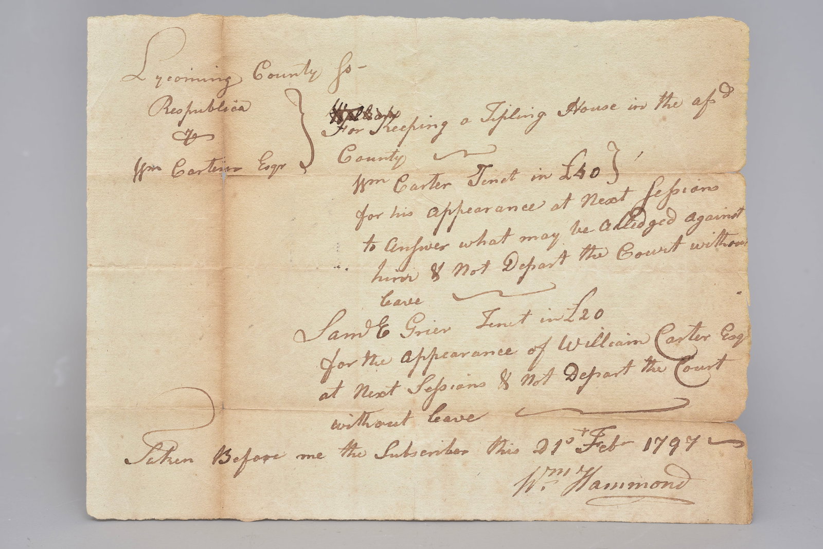 1797 Pennsylvania Tipping House Document (1 of 5)