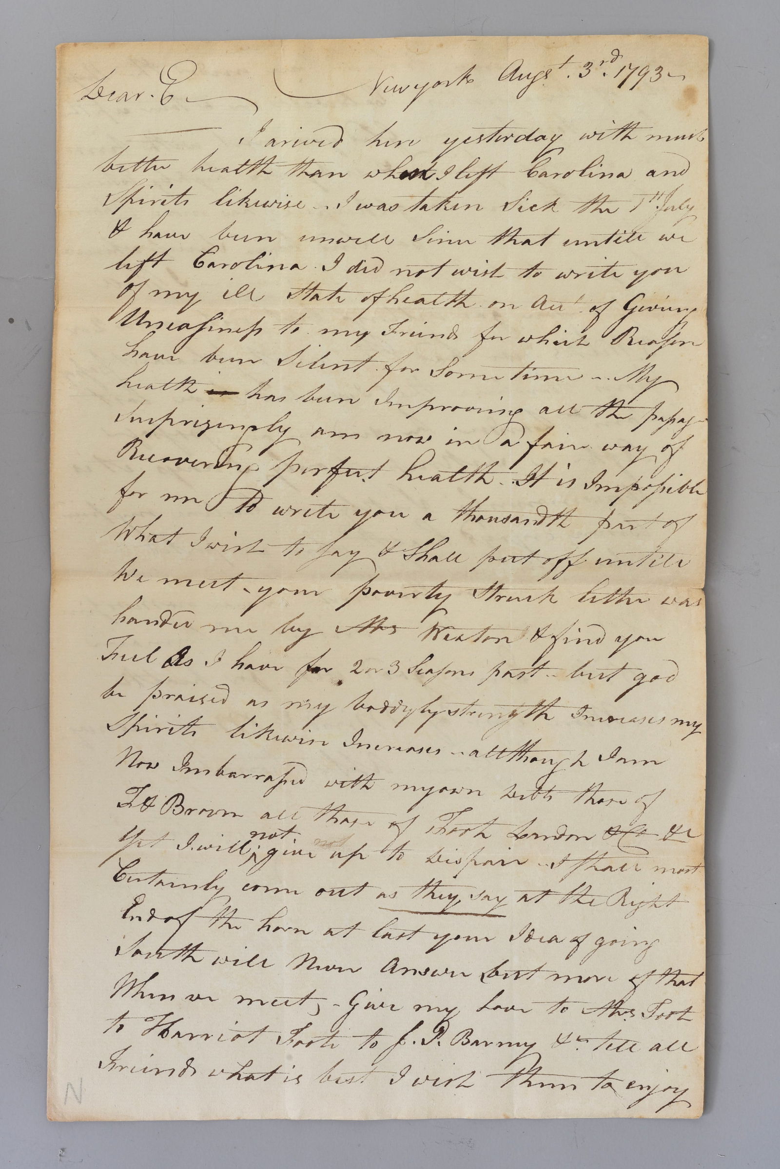 1793 Justin Foote ALS to NY Senator Ebenezer Foote (1 of 7)