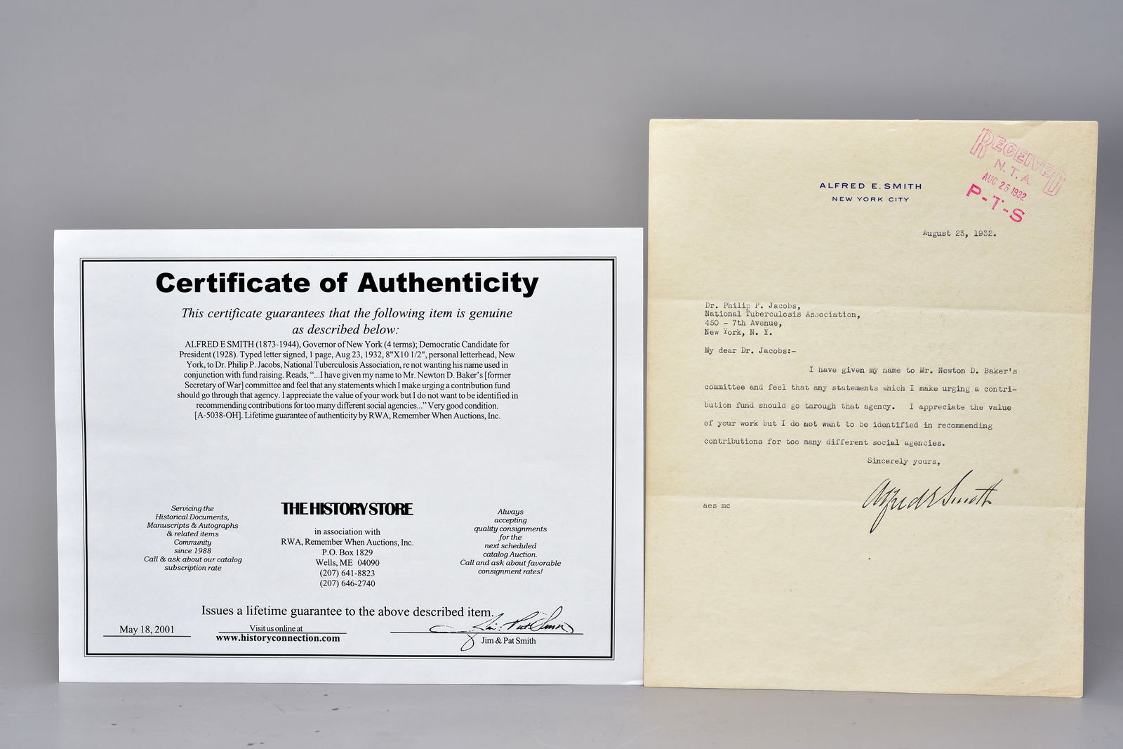 1932 Alfred E. Smith New York Governor Signed Letter with Response (1 of 8)