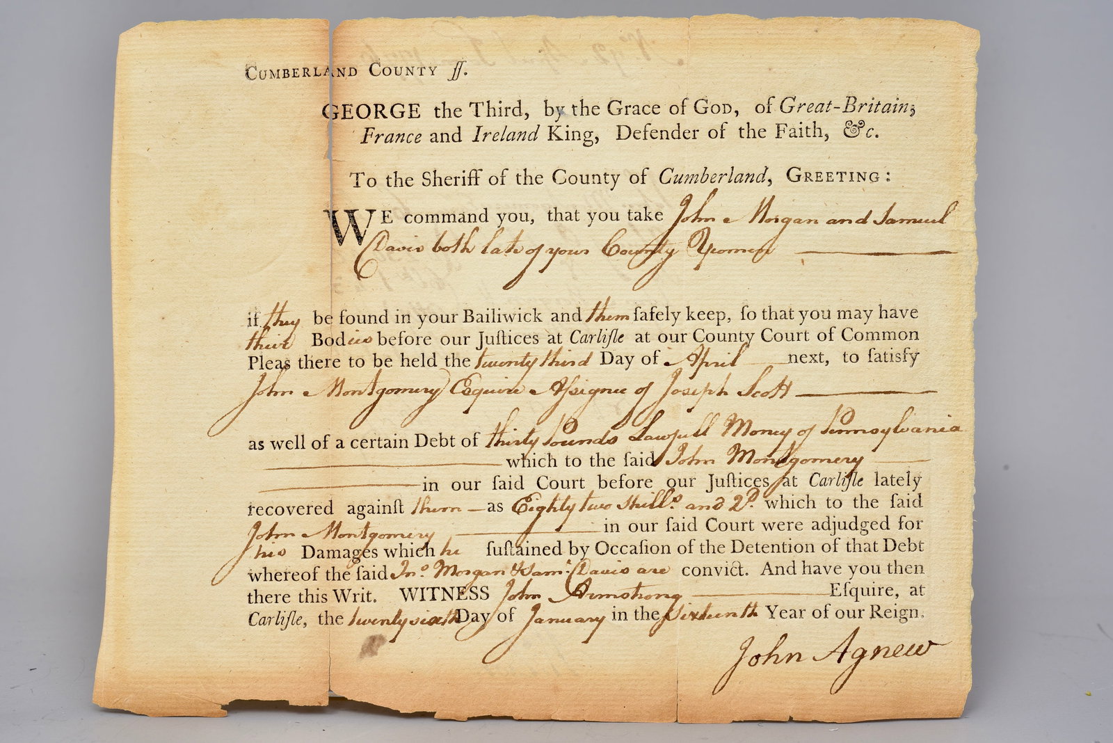 1772 Colonial PA Order for Sheriff’s Sale Dated (1 of 6)