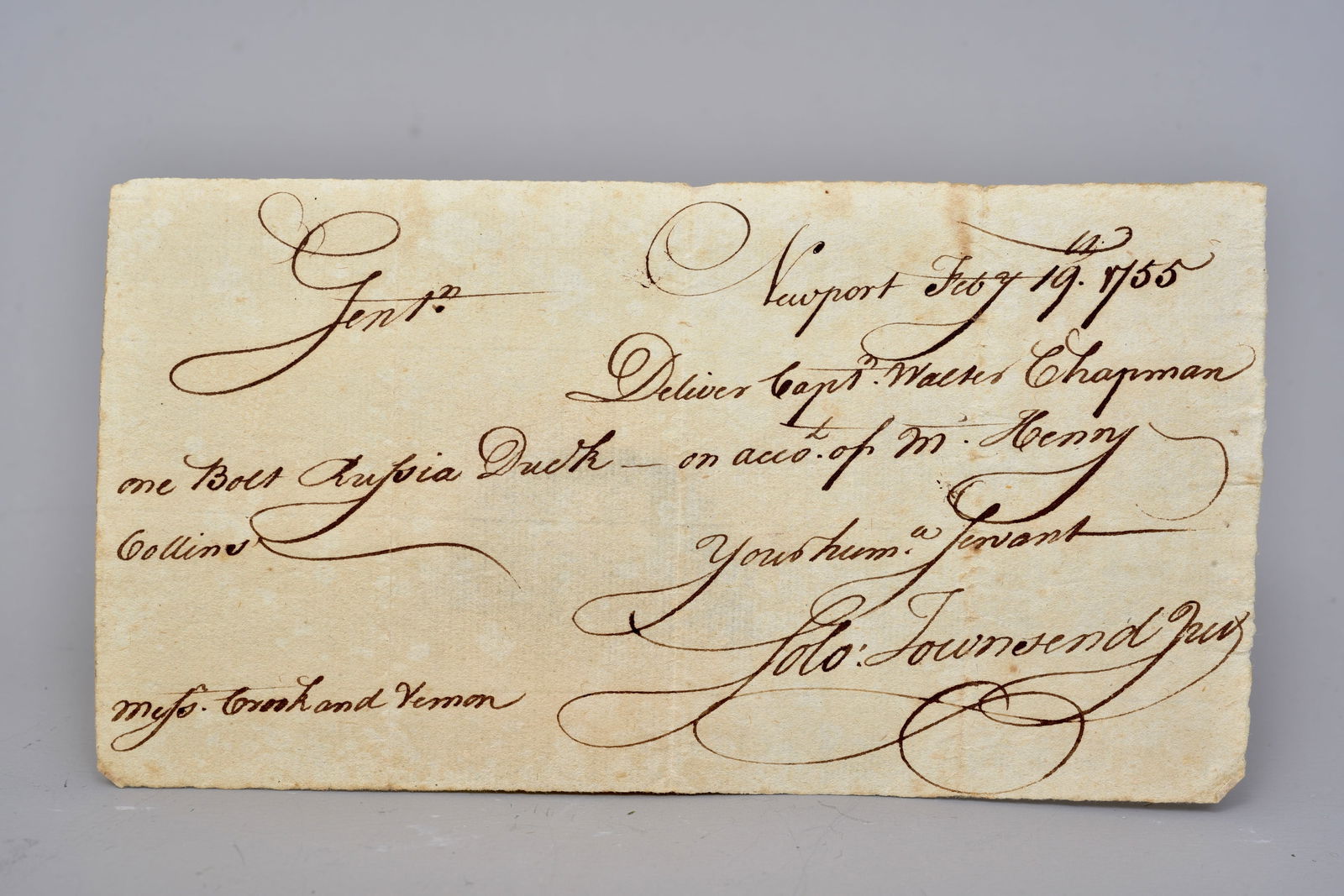 1755 Newport, RI Colonial Sight Draft (1 of 6)