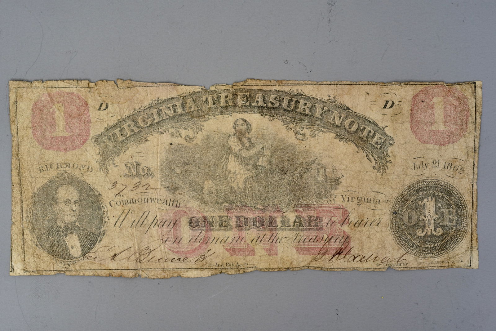 Commonwealth of Virginia $1 Treasury Note – Civil War Era State Currency (1 of 5)