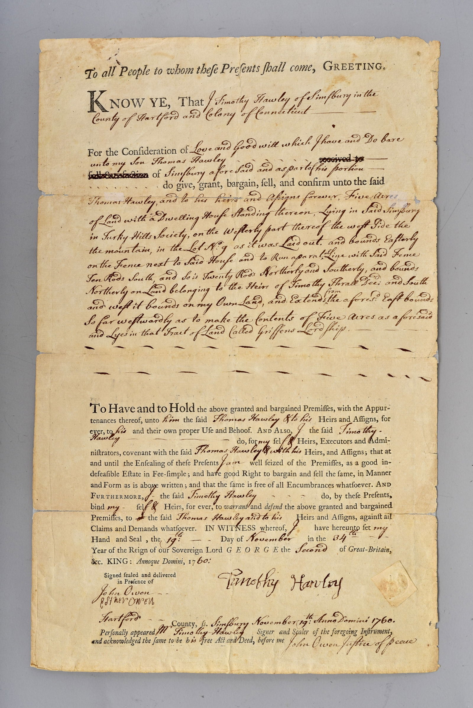 1760 George II Colonial Document (1 of 7)