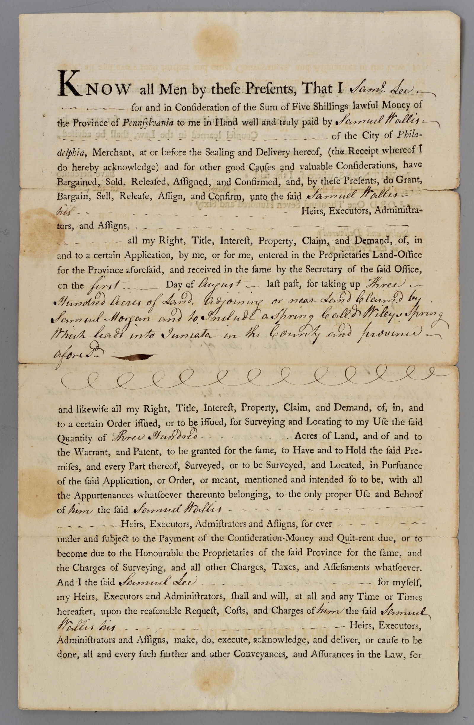 1767 Philadelphia Land Bond Mifflin/Wallis Signature (1 of 8)
