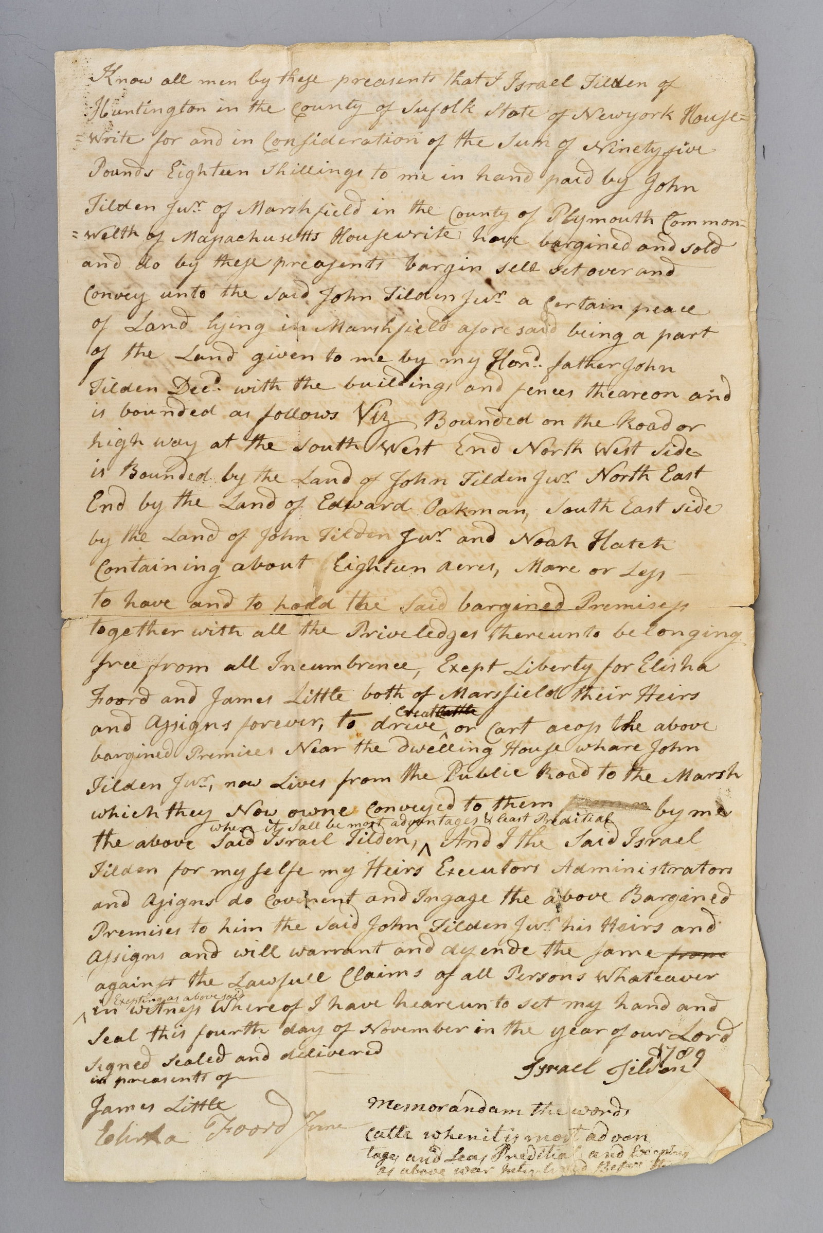 1789 Early American Handwritten Land Deed (1 of 6)