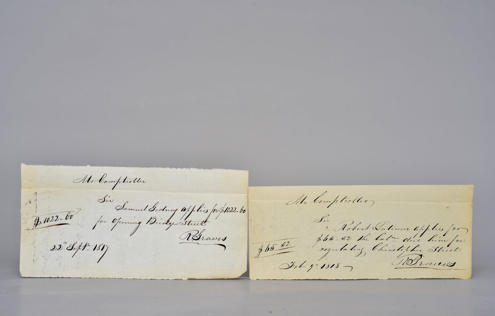 New York City Bill for Christopher Street Dated 1818 (1 of 10)