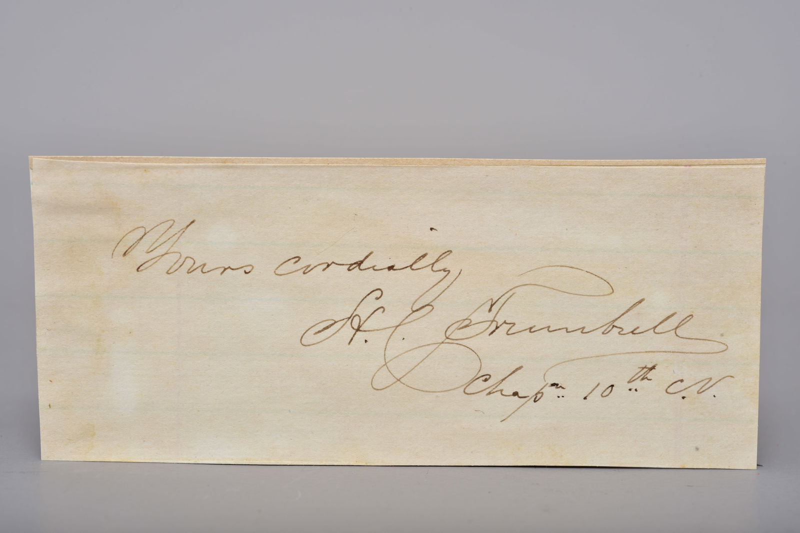 Civil War 10th CT Chaplain H. Trumbull Signature (1 of 3)
