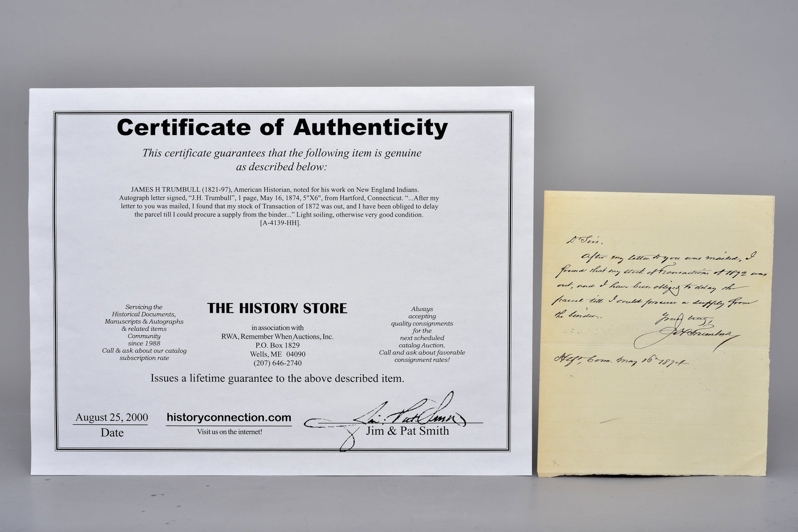 1874 Autograph Letter Signed J. Hammond Trumbull – American Historian (1 of 7)