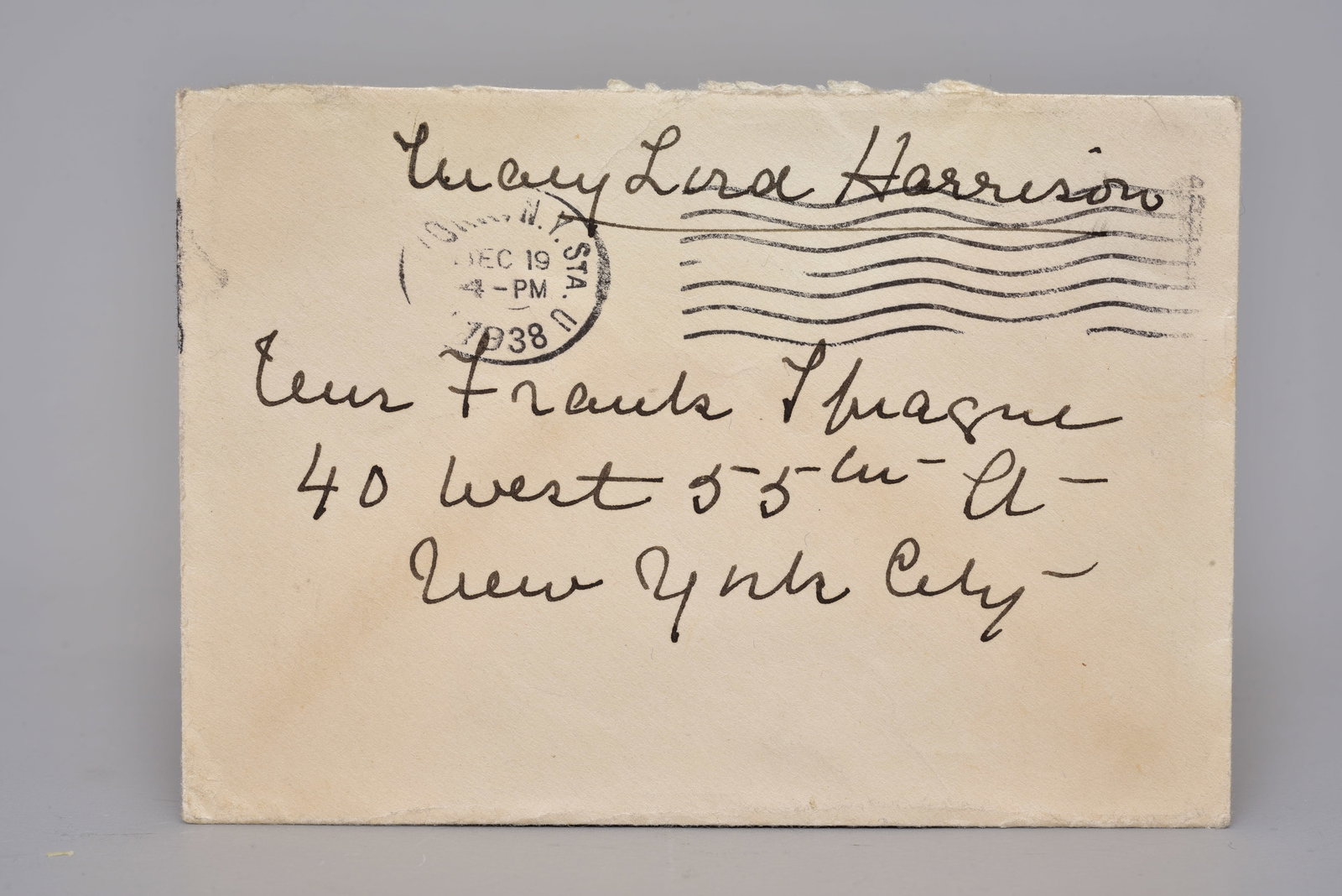 Mary Lord Harrison (Widow of President Benjamin Harrison) Handwritten Envelope 1938 Postal Cover (1 of 4)