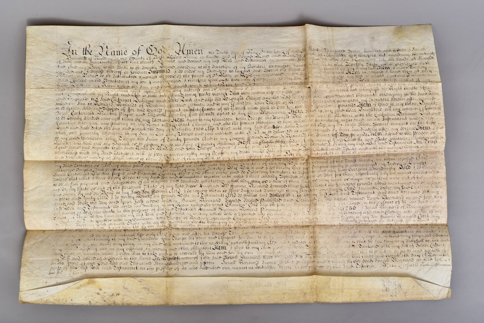 1715 English Manuscript Last Will and Testament (1 of 5)