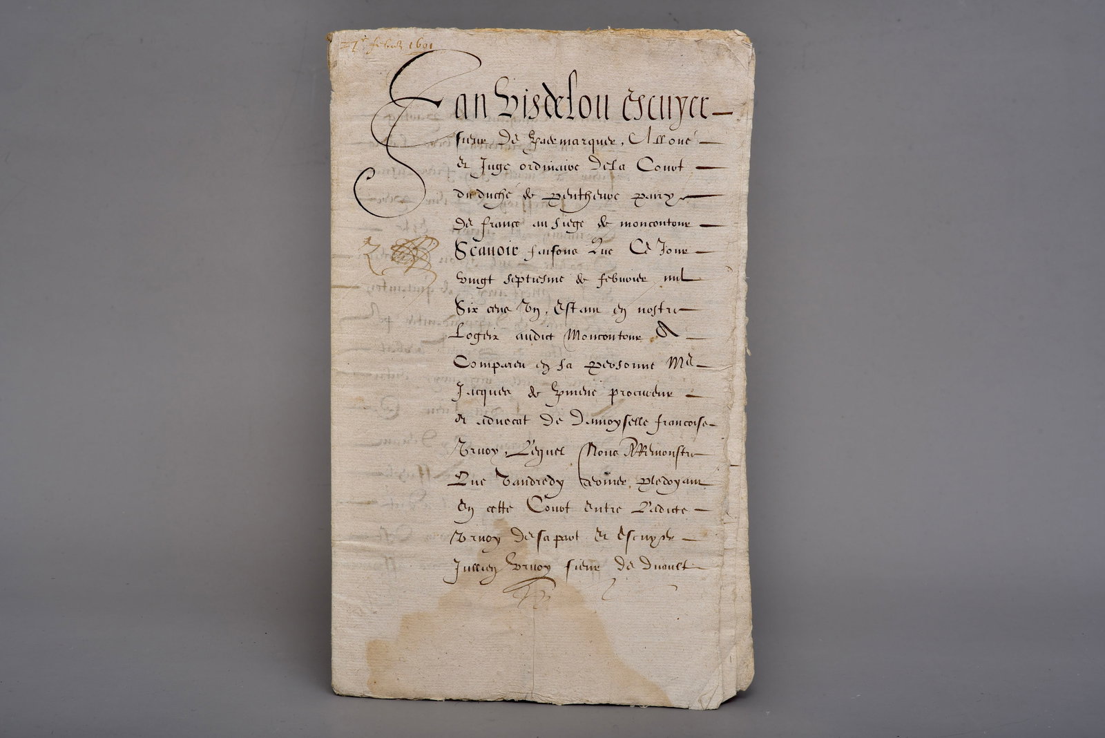 1601 French Judicial Nine Page Manuscript (1 of 10)