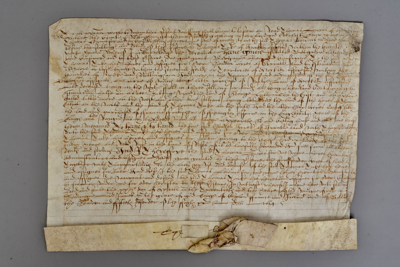 1624 Early Stuart English Vellum Land Indenture (1 of 4)