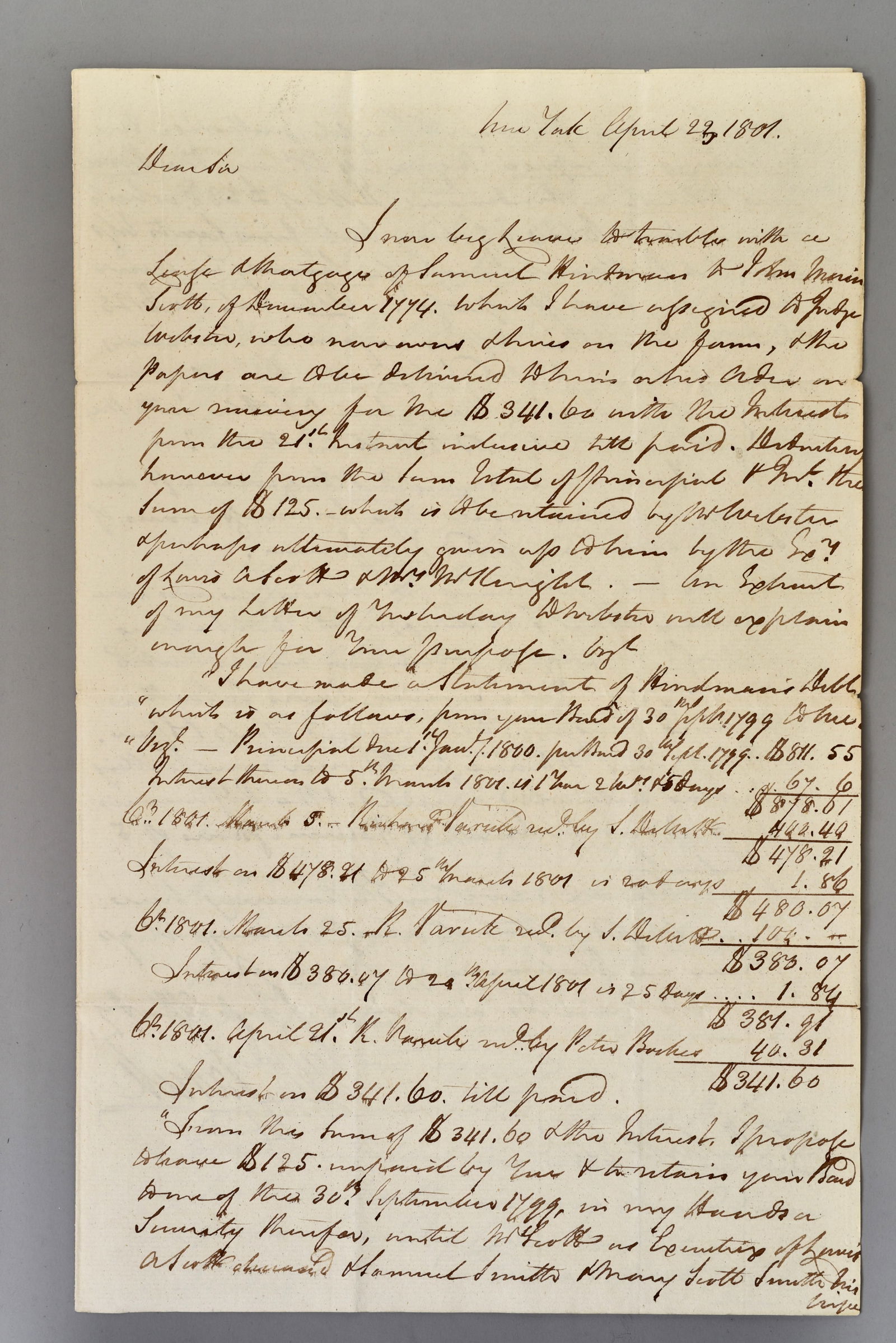 1801 New York Financial Letter–Early American Commerce Manuscript Correspondence (1 of 7)